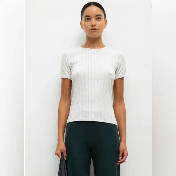 Leset Pointelle Slim Fit Tee - Picture 4 of 4